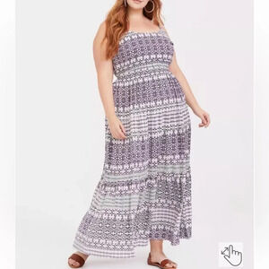 Torrid Purple Mosaic Challis Tiered Maxi Dress. Size 3.‎